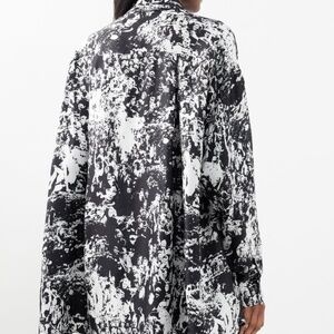 RAEY black white abstract crowd print oversized flow silk blouse shirt